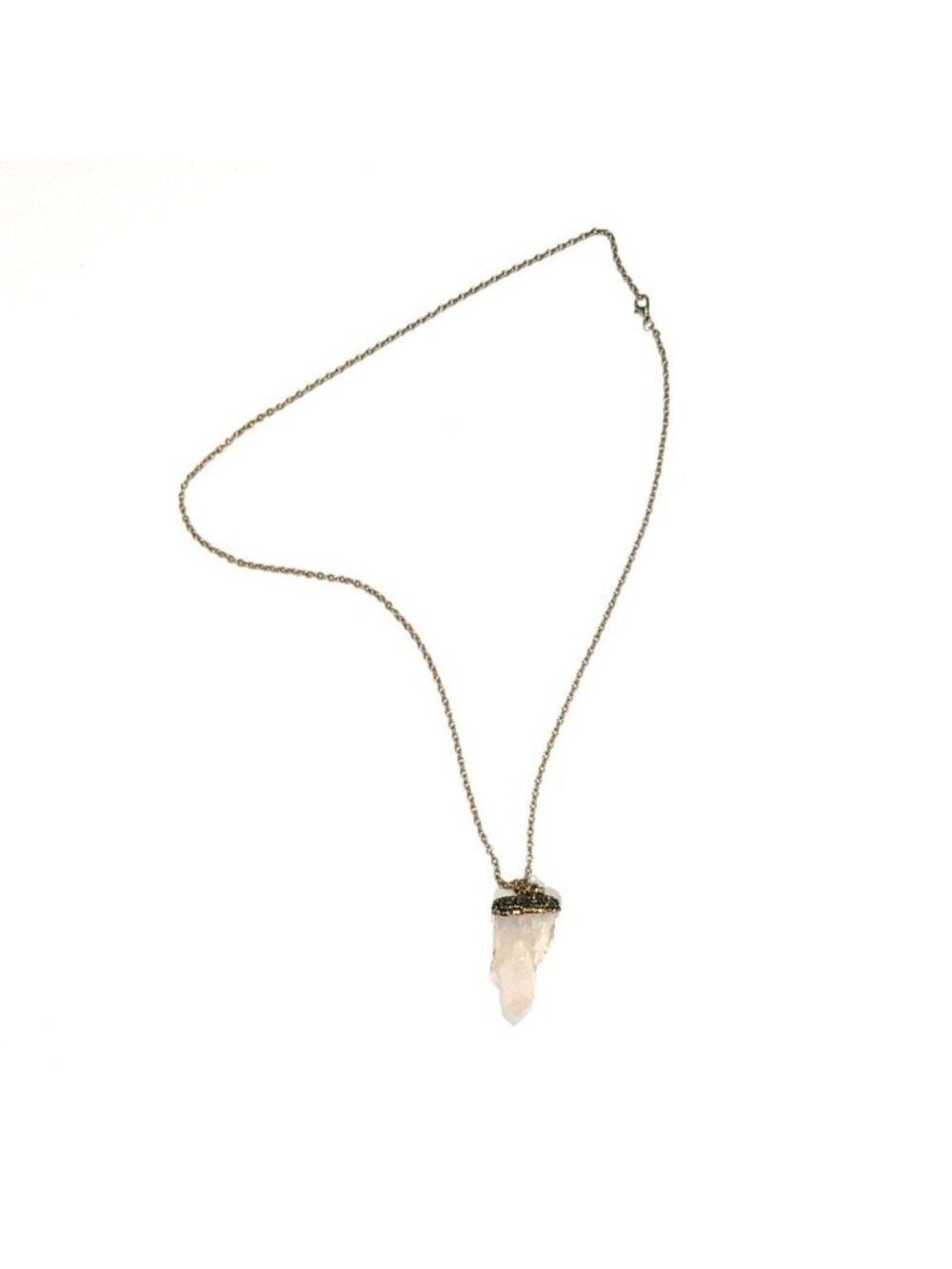 Dara Ettinger Crystal Quartz Rhinestoned Pendant Necklace